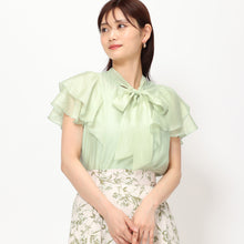 画像をギャラリービューアに読み込む, シアーボウタイブラウス/MM428108 (ライトグリーン)
