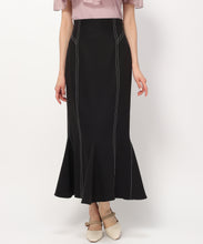 画像をギャラリービューアに読み込む, 配色ステッチマーメイドスカート/MM437203 (ブラック)