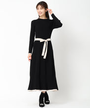 画像をギャラリービューアに読み込む, ベーシック配色Aラインニットワンピース/MM437408 (ブラック)