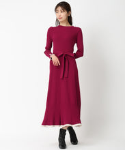 画像をギャラリービューアに読み込む, ベーシック配色Aラインニットワンピース/MM437408 (レッド)