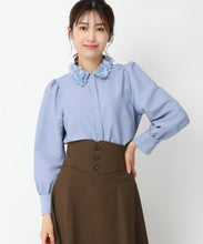 画像をギャラリービューアに読み込む, 襟モチーフブラウス/MM438113 (ブルー)