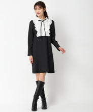 画像をギャラリービューアに読み込む, フリルブラウスミニワンピース/MM447404 (ブラック)