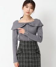 画像をギャラリービューアに読み込む, 2wayリボンケープカラーニット/MM448302 (グレー)