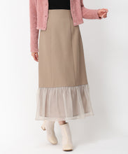 画像をギャラリービューアに読み込む, 異素材切替フレアスカート/MM447207 (ベージュ)