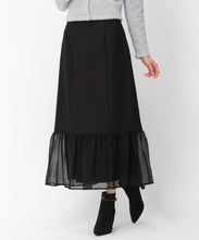 画像をギャラリービューアに読み込む, 異素材切替フレアスカート/MM447207 (ブラック)