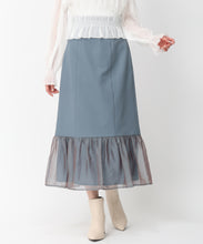 画像をギャラリービューアに読み込む, 異素材切替フレアスカート/MM447207 (ブルー)