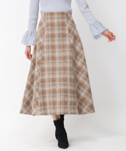 画像をギャラリービューアに読み込む, ロービングチェックAラインスカート/MM447212 (ベージュ)