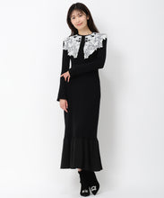 画像をギャラリービューアに読み込む, 【10月上旬発売予定/WEB先行予約販売】レース襟ロングニットワンピース/MM447408