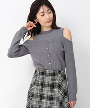 画像をギャラリービューアに読み込む, 肩開きレイヤード風ニット/MM448316 (グレー)