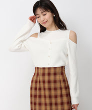 画像をギャラリービューアに読み込む, 肩開きレイヤード風ニット/MM448316 (ホワイト)