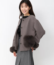 画像をギャラリービューアに読み込む, 【10月上旬発売予定/WEB先行予約販売】ポケットファー付きコクーンショートコート (チャコールグレー)