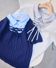 画像をギャラリービューアに読み込む, 【予約販売/3月下旬発売予定】シャツレイヤードケーブルリボンニット/MM628301