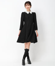 画像をギャラリービューアに読み込む, レース襟ミニツイードワンピース /MM447418 (ブラック)