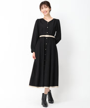 画像をギャラリービューアに読み込む, 配色長袖シャツワンピース/MM447423 (ブラック)