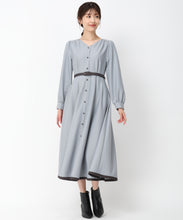 画像をギャラリービューアに読み込む, 配色長袖シャツワンピース/MM447423 (ブルー)