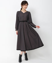画像をギャラリービューアに読み込む, 配色長袖シャツワンピース/MM447423 (グレー)