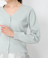 画像をギャラリービューアに読み込む, ビジュー釦Vネックカーデ/MM448405