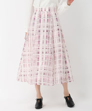 画像をギャラリービューアに読み込む, シアーチェックフレアスカート/MM517217 (ピンク)