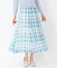 画像をギャラリービューアに読み込む, シアーチェックフレアスカート/MM517217 (ブルー)
