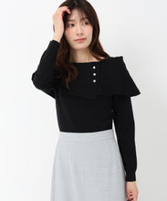 画像をギャラリービューアに読み込む, アシメケープパールニット/MM518302 (ブラック)