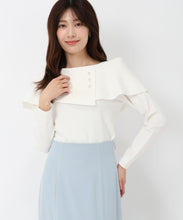 画像をギャラリービューアに読み込む, アシメケープパールニット/MM518302 (ホワイト)