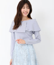 画像をギャラリービューアに読み込む, アシメケープパールニット/MM518302 (ブルー)