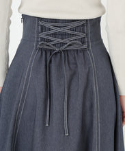 画像をギャラリービューアに読み込む, バックレースアップポリデニムスカート/MM517213