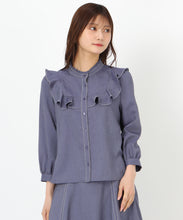画像をギャラリービューアに読み込む, ポリデニムフリルブラウス/MM518107