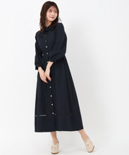 画像をギャラリービューアに読み込む, ハシゴレース切替シャツワンピース/MM517418 (ネイビー)