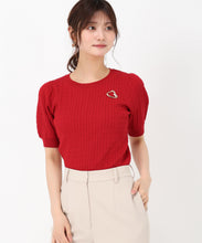 画像をギャラリービューアに読み込む, ブローチ付きケーブルニット/MM528302 (レッド)