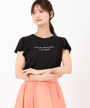 画像をギャラリービューアに読み込む, 箔プリントフレア袖Tシャツ/MM528203 (ブラック)