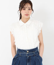 画像をギャラリービューアに読み込む, 襟付きフリンジチュールブラウス/TT518113 (オフホワイト)