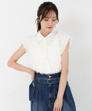 画像をギャラリービューアに読み込む, 襟付きフリンジチュールブラウス/TT518113