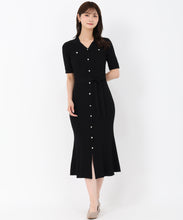 画像をギャラリービューアに読み込む, ポロ衿ニットワンピース/MM537410 (ブラック)