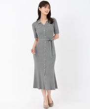 画像をギャラリービューアに読み込む, ポロ衿ニットワンピース/MM537410 (グレー)