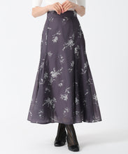 画像をギャラリービューアに読み込む, フラワー柄シアースカート/TT537203 (チャコールグレー)