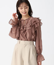 画像をギャラリービューアに読み込む, ヨークフリルシアーブラウス/TT538103 (ブラウン)