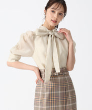 画像をギャラリービューアに読み込む, シャーリングシアーボウタイブラウス/TT538106 (グリーン)