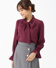 画像をギャラリービューアに読み込む, ボウタイシャーリングブラウス/MM548101 (パープル)
