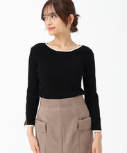 画像をギャラリービューアに読み込む, 配色袖スリットリブニット/MM558305 (ブラック)