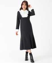 画像をギャラリービューアに読み込む, 襟付きラッフルコンビマーメイドワンピース/MM547406