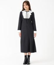 画像をギャラリービューアに読み込む, 襟付きラッフルコンビマーメイドワンピース/MM547406 (ブラック)