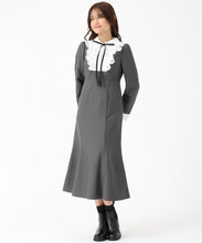 画像をギャラリービューアに読み込む, 襟付きラッフルコンビマーメイドワンピース/MM547406 (グレー)