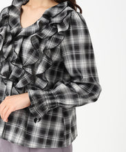 画像をギャラリービューアに読み込む, チェック柄フリルレイヤードブラウス/MM548106