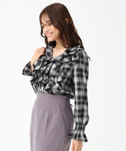 画像をギャラリービューアに読み込む, チェック柄フリルレイヤードブラウス/MM548106