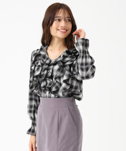 画像をギャラリービューアに読み込む, チェック柄フリルレイヤードブラウス/MM548106