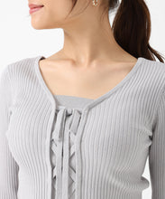 画像をギャラリービューアに読み込む, リボン編み上げ2wayニット/MM548302