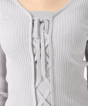 画像をギャラリービューアに読み込む, リボン編み上げ2wayニット/MM548302