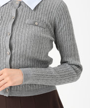 画像をギャラリービューアに読み込む, 取り外し襟付きケーブルカーディガン/MM548402