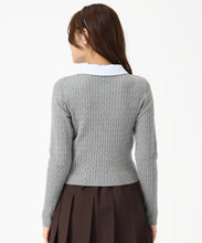 画像をギャラリービューアに読み込む, 取り外し襟付きケーブルカーディガン/MM548402